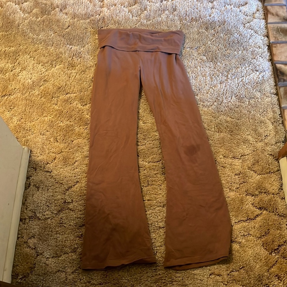 Brown PINK fold over boot cut leggings